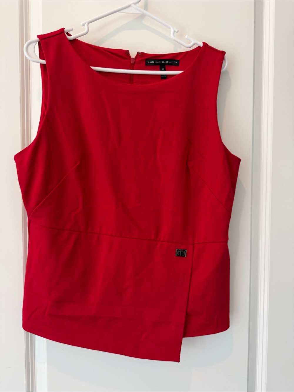White House Black Market Red Sleeveless Asymmetric Top